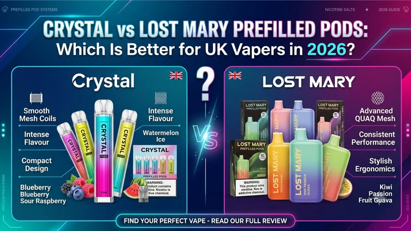Crystal vs Lost Mary Prefilled Pods: Which Is Better for UK Vapers in 2026?
