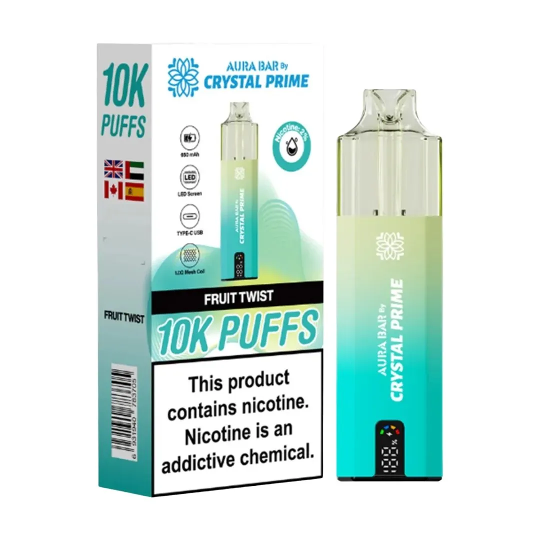 Crystal Prime Aura Bar 10k Prefilled Vape Kit | Only £8.99