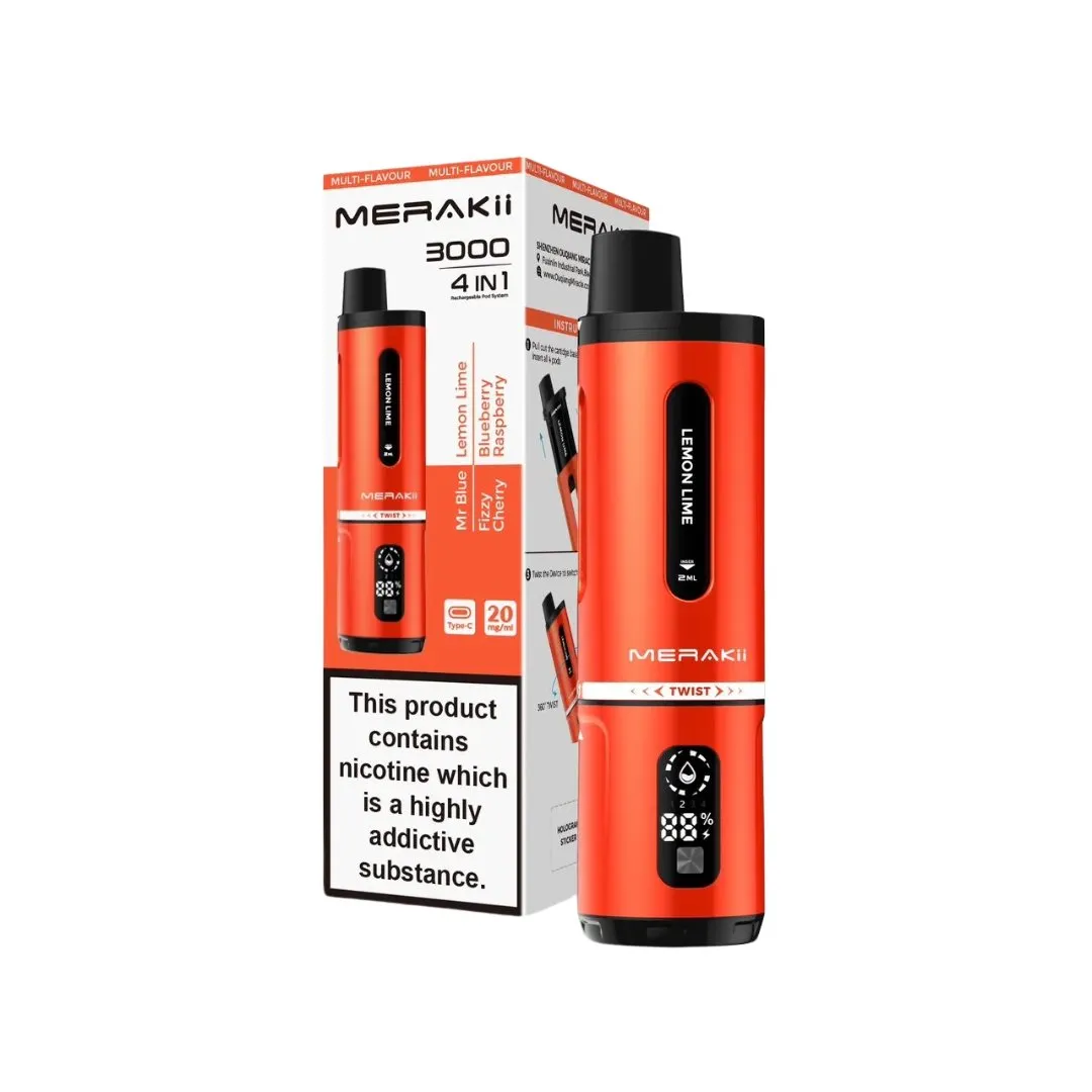 Merakii 3000 Puffs 4 in 1 Prefilled Vape Kit | £9.99