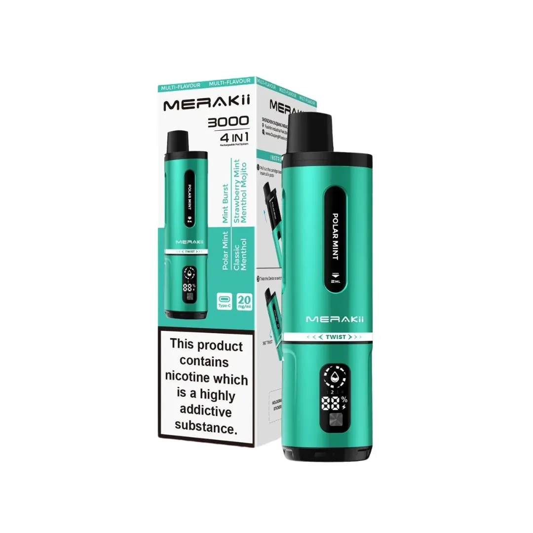Merakii 3000 Puffs 4 in 1 Prefilled Vape Kit | £9.99